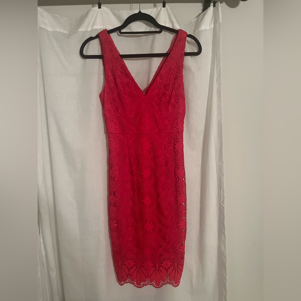 BNWT sz 0 Maeve red lace cocktail dress (Anthropologie)